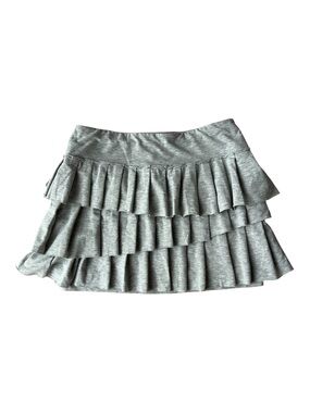y2k Jacob Light Gray Tiered Ruffle Mini Skirt